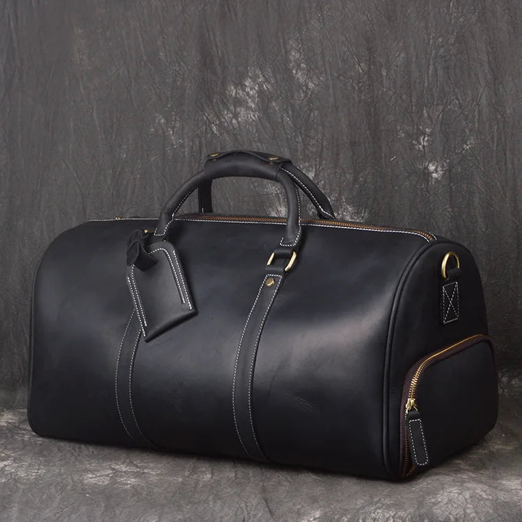 Handmade Custom Full Grain Leather Duffel Bag Genuine Leather Carry-on for Men Women Zipper for Travel Overnight Stay Sports Gym