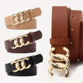 JULUN Belt Manufacturer Multi-Color Women's Belts Twisted Gold Buckle Ladies Belt Thin Faux Leather Adjustable for Jeans Dresses