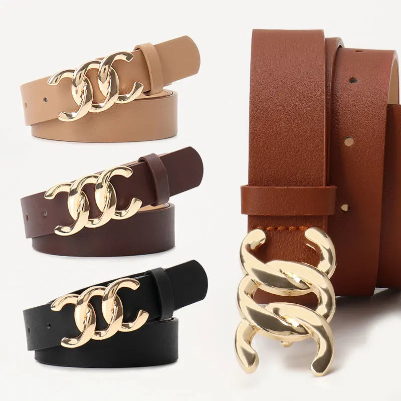 JULUN Belt Manufacturer Multi-Color Women's Belts Twisted Gold Buckle Ladies Belt Thin Faux Leather Adjustable for Jeans Dresses