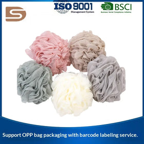 Colors Soft Custom Body Scrubber Exfoliator Skin Exfoliating Shower Bathing Sponge Bath Washing Shower Luffa Sponge Mesh Ball