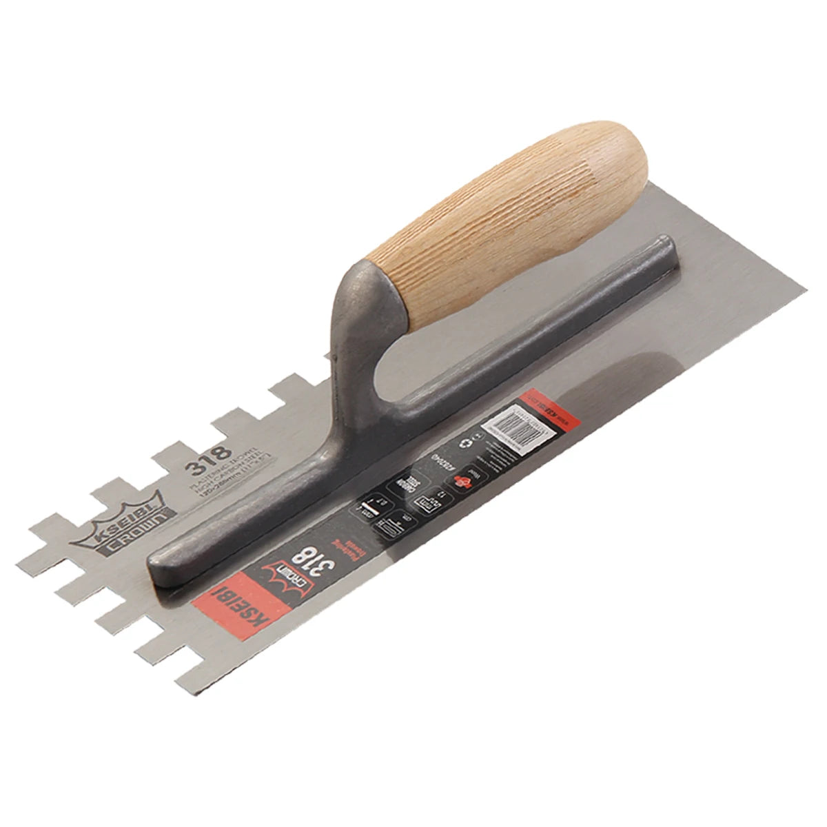 KSEIBI Square Notch Plastering Trowels with Wooden Handle / Paletas De Yeso