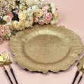 Wholesale Bulk Buy Reusable 13inch Round Gold Plastic Dinner Serving Plate Under Plates Party Wedding Charger Plates