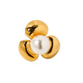 Fashionable 18K Gold Plated Stainless Steel Chunky Pearl Flower Ring for Women New Style Fashion Rings