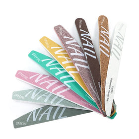 High Quality Dual Sided 100/180 Half Moon Straight Polishing Nail Buffer Files Manicure File Washable Plastic Manicure File Nail