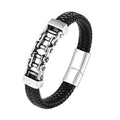 Men's Personality Stainless Steel Leather Braided Bracelet Fashion Charm Motorcycle Bracelet