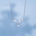 925 Sterling Silver Cute Fashion Deer Antlers Micro-Set Zircon Choker Necklace Simple Jewelry Wholesale