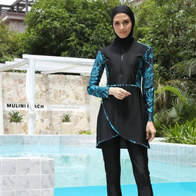 MOTIVE FORCE High Quality Long Sleeves 3 Pcs Burkini Turkey Sport Muslim Modest Muslim Swimsuit Modest Swimwear for Ladies
