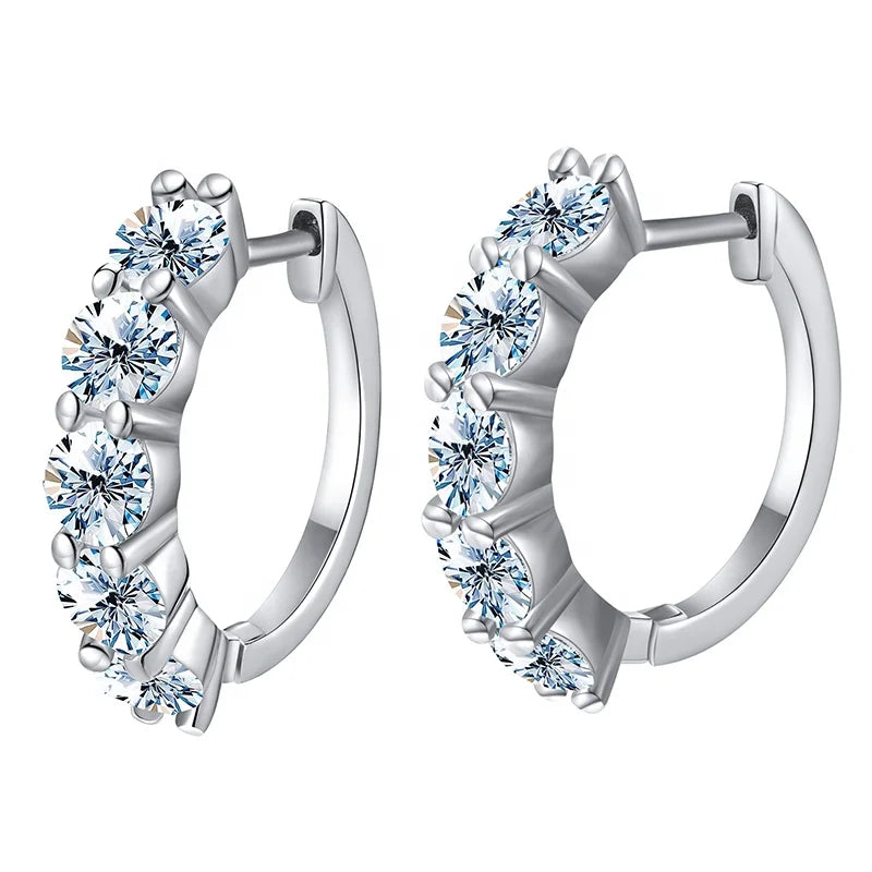 Gra Certified 3ct Wedding Real Moissanite Diamond Band Hoop Earrings 925 Sterling Silver Platinum Plated Huggie Luxury Jewelry