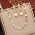 Zircon Necklace Square Pig Nose Design Pendant Necklace Hot Selling Crystal with Stainless Steel for Fashionable Women Geometric