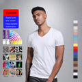 Custom 95%Cotton 5%Spandex V Neck T Shirts Breathable Men T-Shirts 180g Printing Logo Tee Plus Size Oversized Tshirts for Men