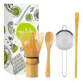 4 Pieces Matcha Tools Accessories Bamboo Whisk Spoon Tea Scoop Stainless Steel Sifter Custom Matcha Gift Box Set