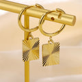 Dainty 18K Gold PVD Thick Rectangle Drop Earrings for Daily Wear