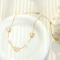 Fashion Stainless Steel Round Pearl Butterfly Jewelry White Seashells Butterfly Pendent Necklace