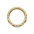 TOPOSH Zircon Pave Set Hoop Marquise Dangle Hinged Clicker Ring Design 14K Gold Plated Body for Daith Septum Cartilage Piercing