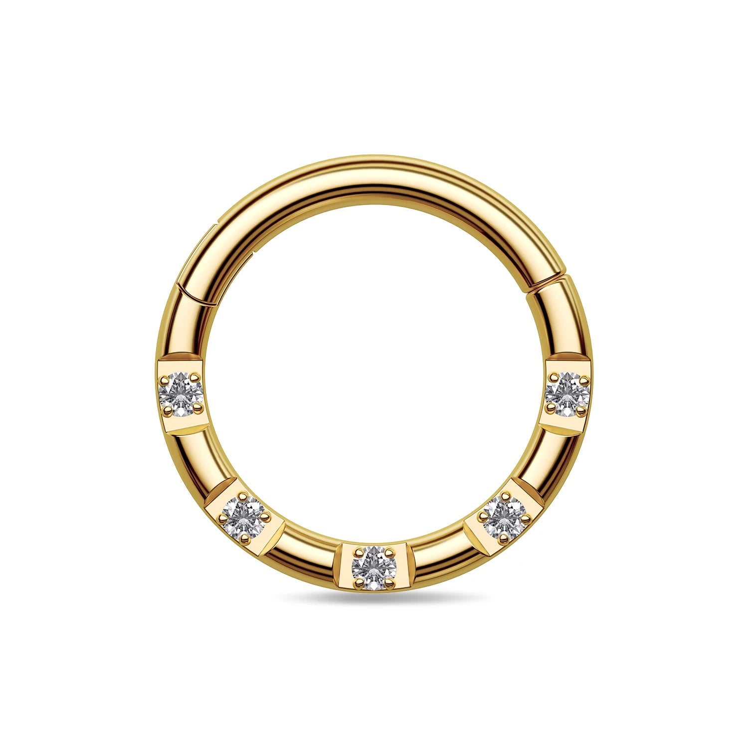 TOPOSH Zircon Pave Set Hoop Marquise Dangle Hinged Clicker Ring Design 14K Gold Plated Body for Daith Septum Cartilage Piercing