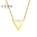 Ason Custom Inverted Triangular Pendant Necklace Stainless Steel 18K Gold Plated Dainty Pendant Fashion Jewelry Opal Necklace
