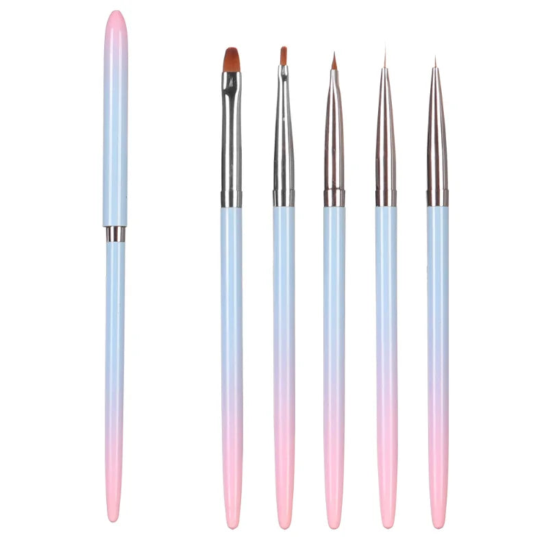 Professional Grade Nail Supplies Powder Blue Gradient Nail Brush Set Made From Durable Nylon