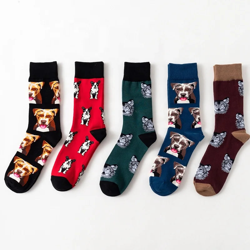 Wholesale Novelty French Bulldog Bog Breed Pattern Socks Funny Cotton Crew Socks for Men