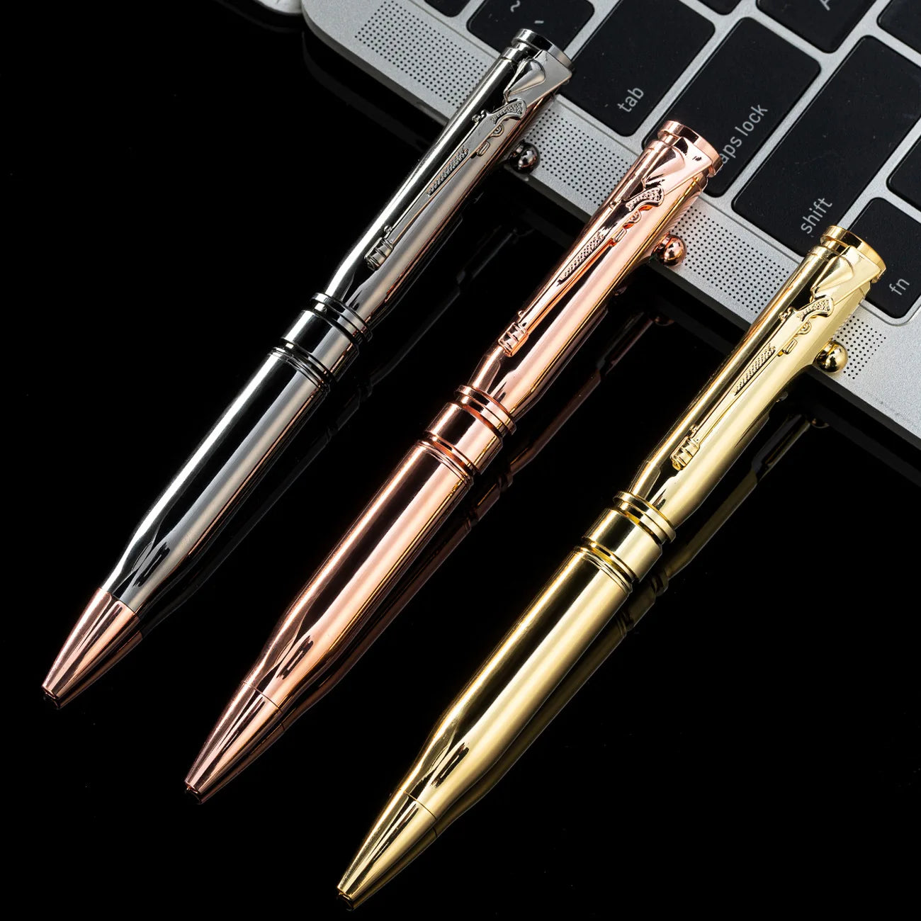 Personalized Man Cool Gifts Brass Bullet Shaped Ballpoint Pen with Rifle Design Clip Gun Metal