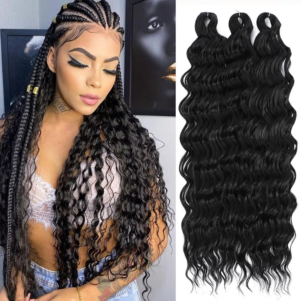 Braiding Hair Wholesale 24inch Deep Wave Crochet Hair Braid Curly Crochet Hair Extensions for Black Women