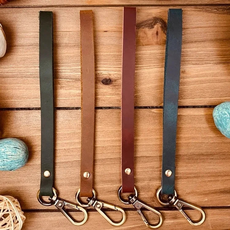 Personalized Lanyard Wristlet Keychain Long Leather Wrist Custom Bag Strap