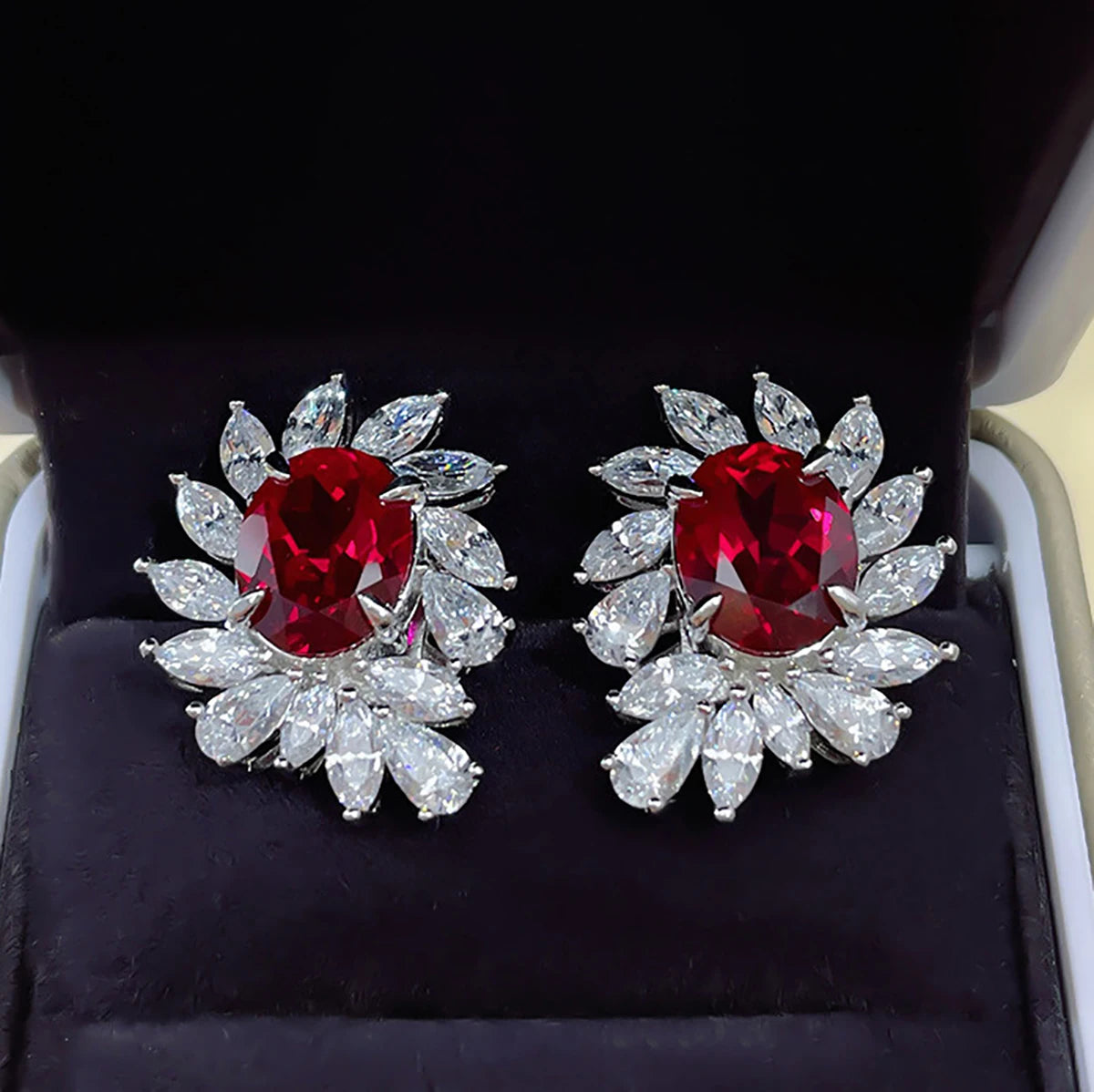 CAOSHI Factory Direct Sales Exquisite Imitated Diamond Red Crystal Design Earrings for Silver Plated Stud Earrings Wedding Women