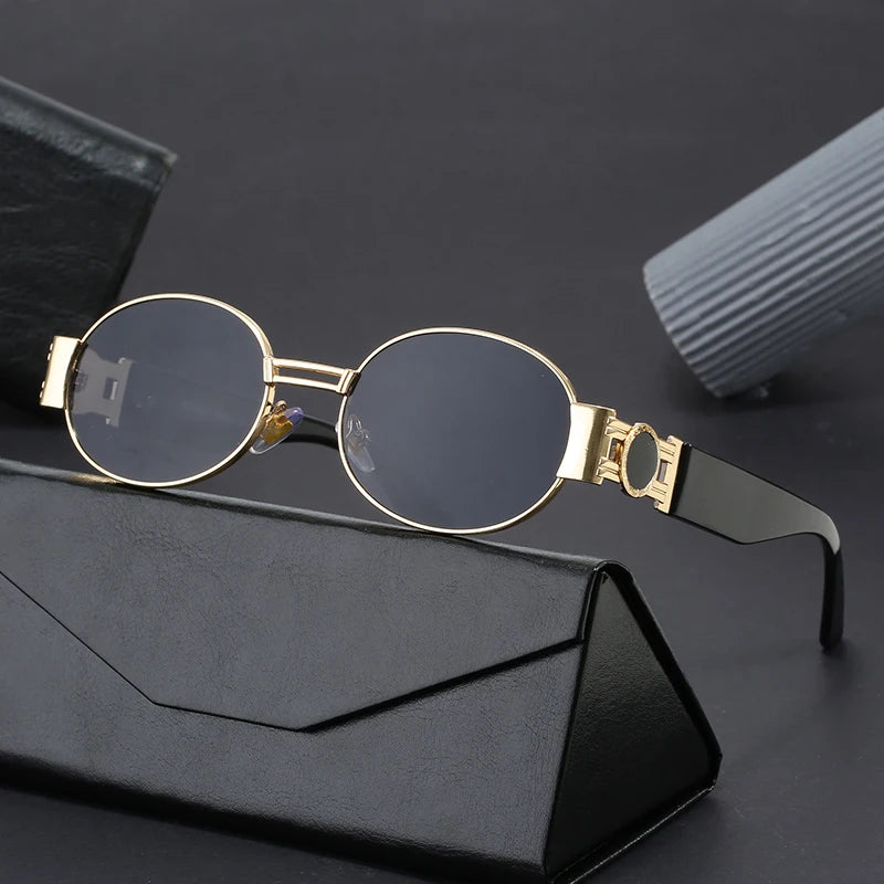 Vintage Sun Glasses Steampunk Oval Sun Glasses Women Fashion Shades Eyeglasses Luxury Metal Frame Sunglasses
