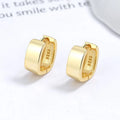 Fine Jewelry 925 Sterling Silver Punk Chunky Earring Geometric square Thick Wide Gold Plated Hoop Earrings Women