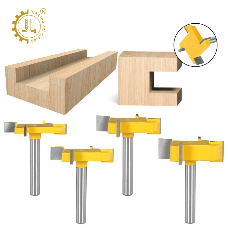 CNC Slab Flattening Router Bit Set 6mm 12mm Surface Planing Bit Woodworking 4 Flutes Spoilboard Surfacing Router Bit T Slot