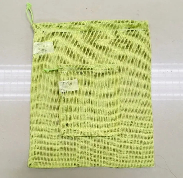 Reusable Dyed Green Cotton Net Storage Bags for Food and Veggie
