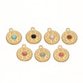5Pcs Stainless Steel Oil Pressure Sun Compass Embed Gem Charms Pendants for DIY Necklace Materials Earrings Jewelry Making