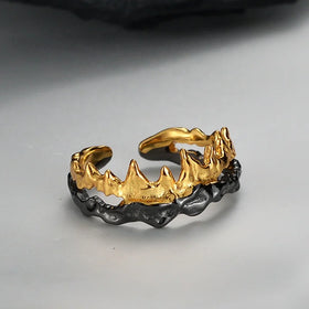 Icebela Factory Punk S925 Sterling Silver Female Opening Irregular Lava Ring Unisex Jewelry