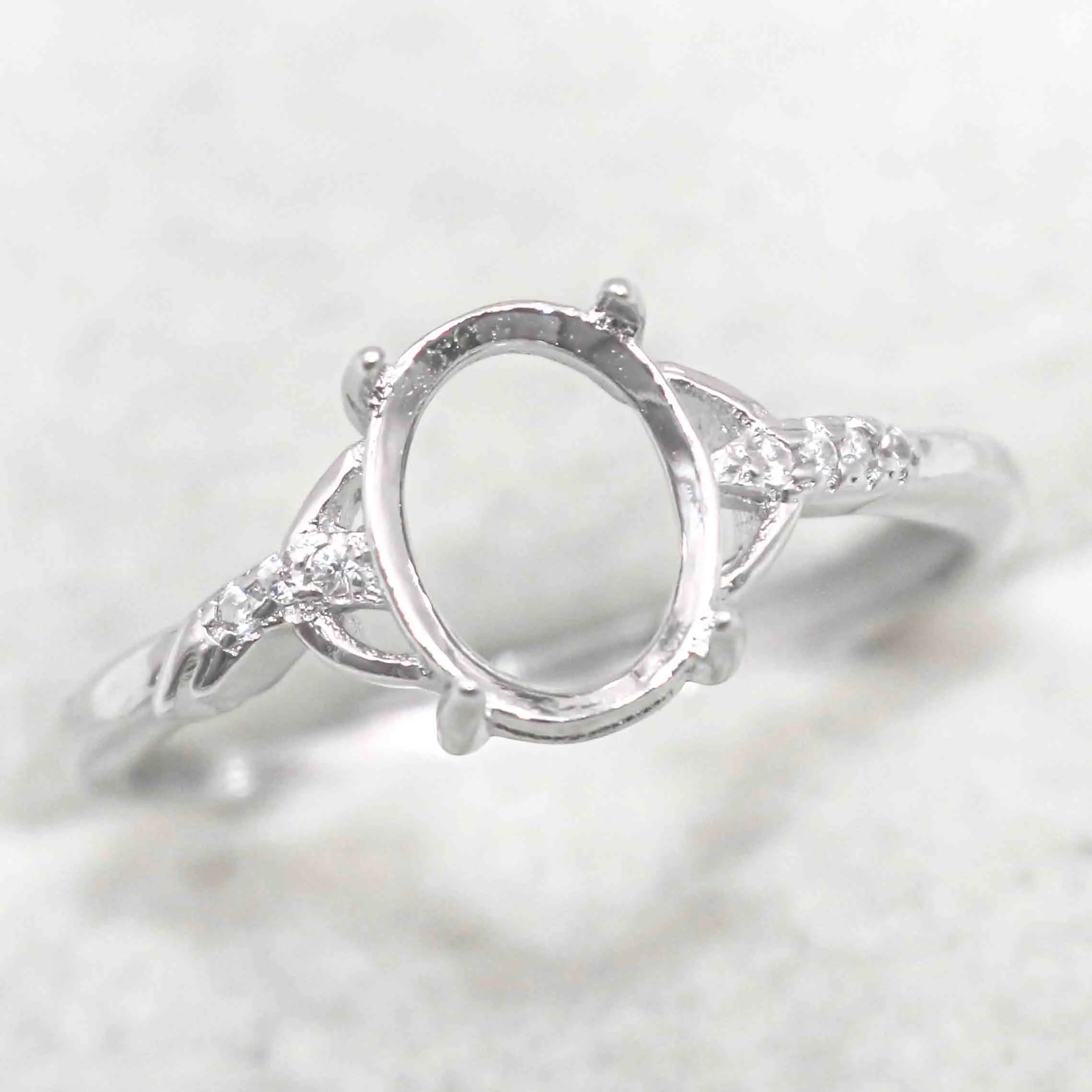 Sterling Silver 7*9mm Semi Mount Ring Frame Empty Blank Support Claw Setting S925 Base Holder Without Center Stone for DIY Inlay