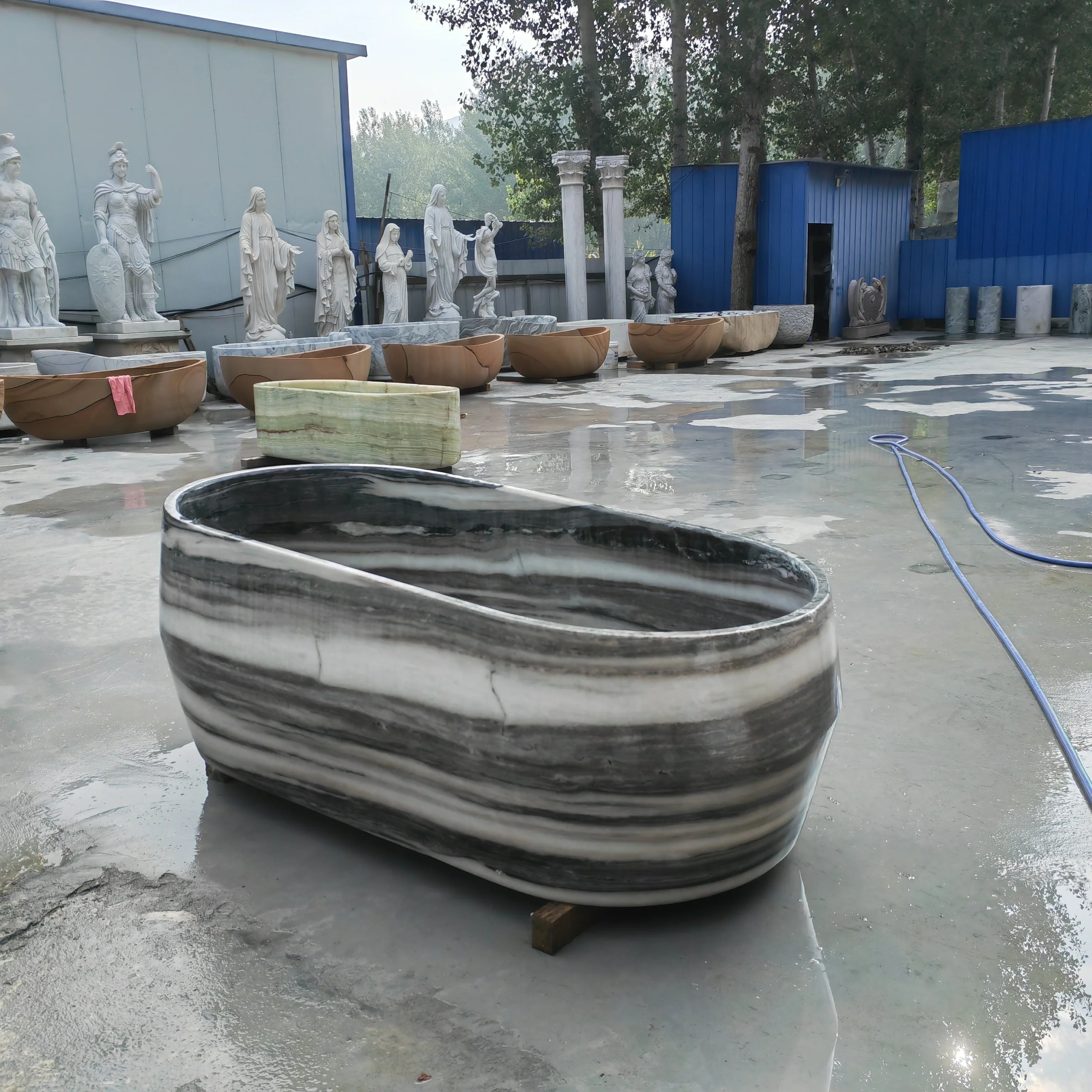 Norton Factory Made Custom Home Indoor Bathroom Marble Tub Total Black Freestanding Natural Stone Bathtub
