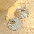 Stainless Steel Potato Chip Drop Earrings for Women Jewelry Exaggerated Metal Shell Pendant Charm Dangle Earring