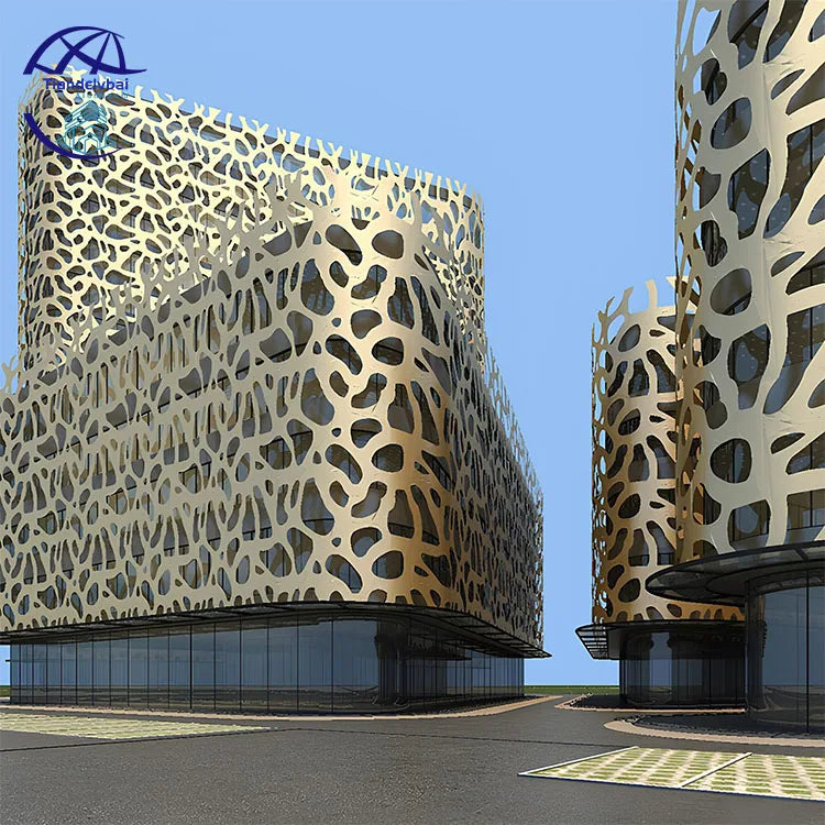 Aluminum Facade PVDF Coating Aluminium Perforated Facade Panel Aluminum Veneer Decoration Curtain Wall Cladding