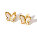Noval Design 18K Gold Plated White Shell Geometric Stud Earrings Non Tarnish Jewelry Stainless Steel Girls Trendy Opp Bag