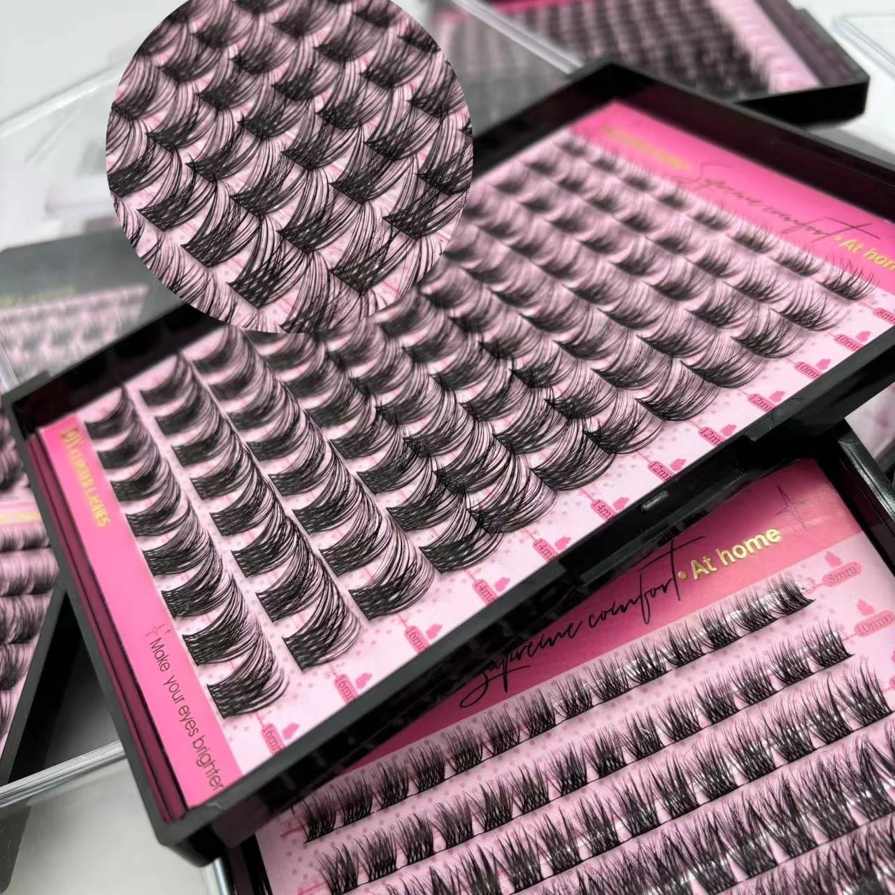 Bulk Cluster Lashes Fluffy Private Label Natural D Curl Cluster Lash Kit Korean Pbt Segments Glue and Tweezers Clusters Lashes