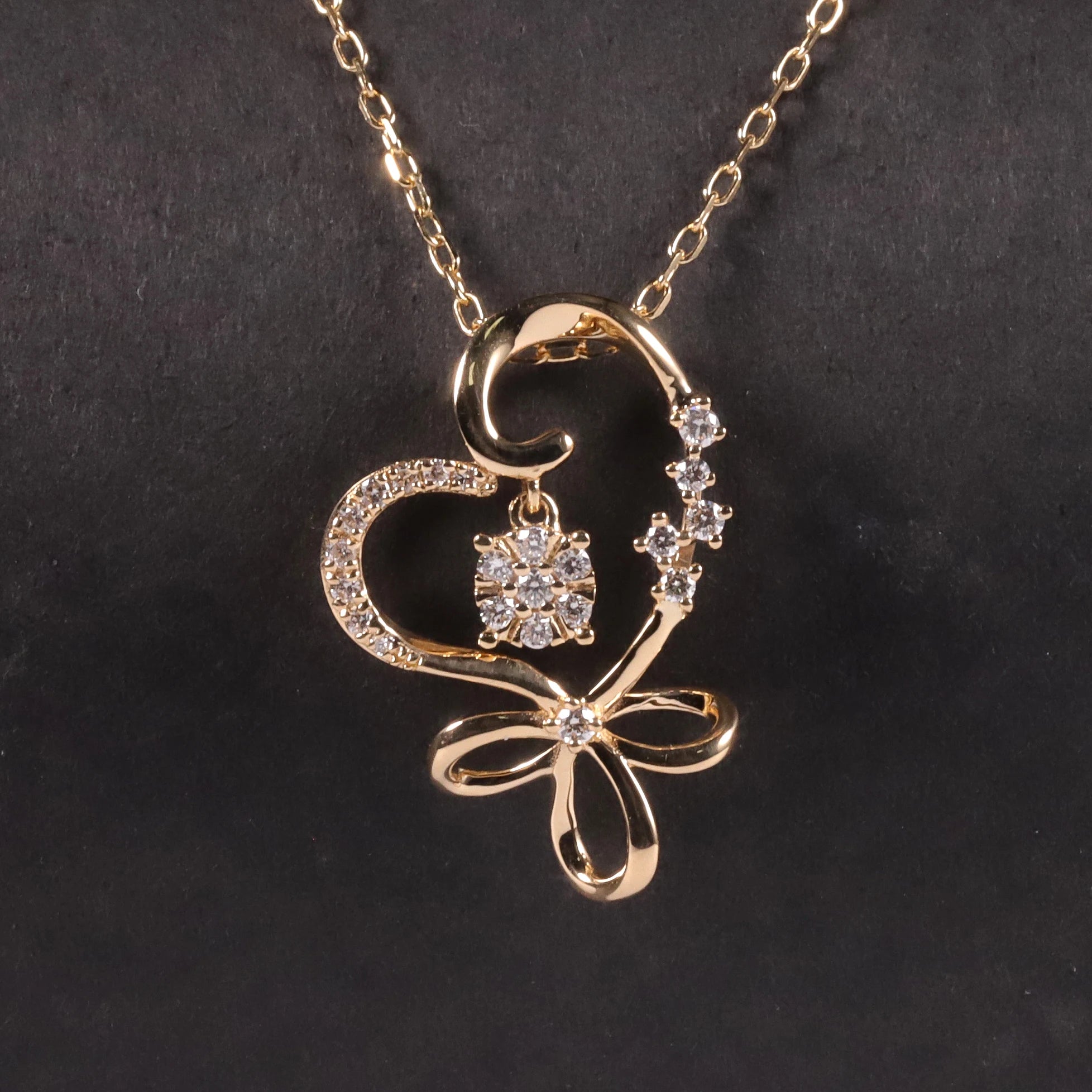 SU217 Abiding Fine Gold Jewelry Custom Lab Grown Heart Diamond 9K 10K 14K 18K Solid Gold Natural Diamond Necklaces for Women