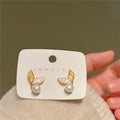 Hot Elegant Natural Real Pearl Earrings Korean 925 Silver Needle Gold Plated Mermaid Tail Stud Earrings for Women