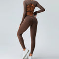 New Fashion Seamless Long Sleeve and Leggings Set Butt Lift 2 Piece Leggings Set for Women