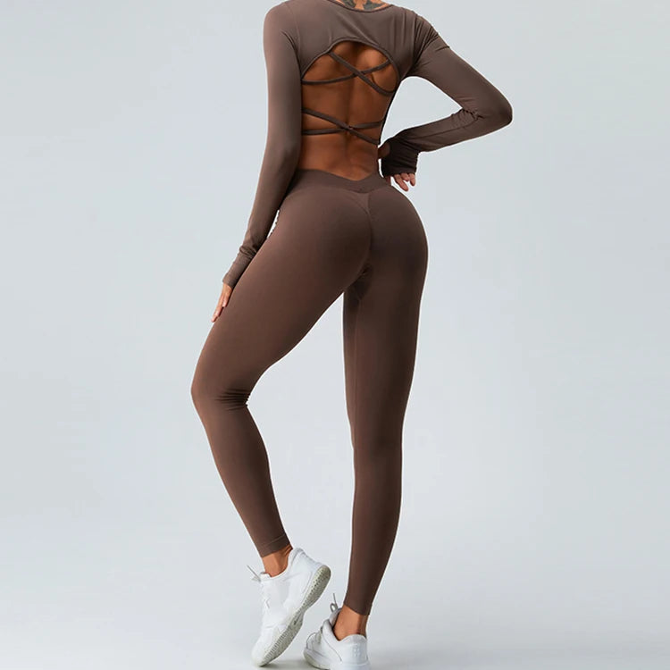 New Fashion Seamless Long Sleeve and Leggings Set Butt Lift 2 Piece Leggings Set for Women