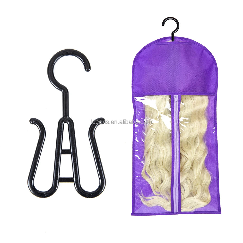 Non Woven PVC Clear Hanger Custom Logo Dustproof Waterproof Eco-friendly Reusable 29*60cm Wig Storage Bag for Wigs