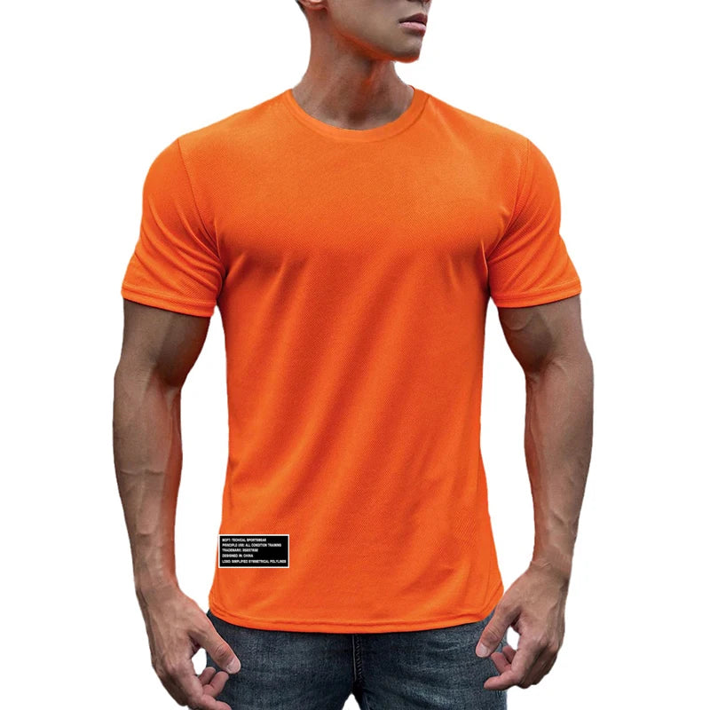 Custom Logo Mens Short Sleeve Sport T Shirt Mesh Quick Dry Running Fashion Breathable Fitness Ice Silk Gym Football T-shirt