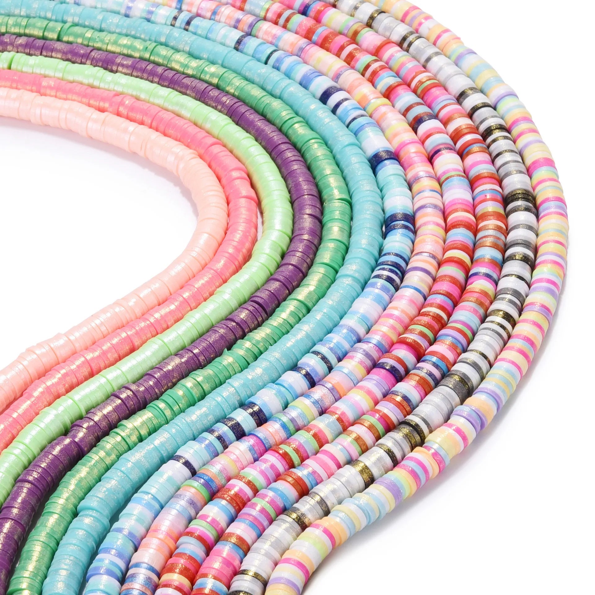 New Shiny Mixed Color 6mm Flat Circular Polymer Clay Beads Chip Disk Loose Spacer Bohemian Sliced Jewelry Making