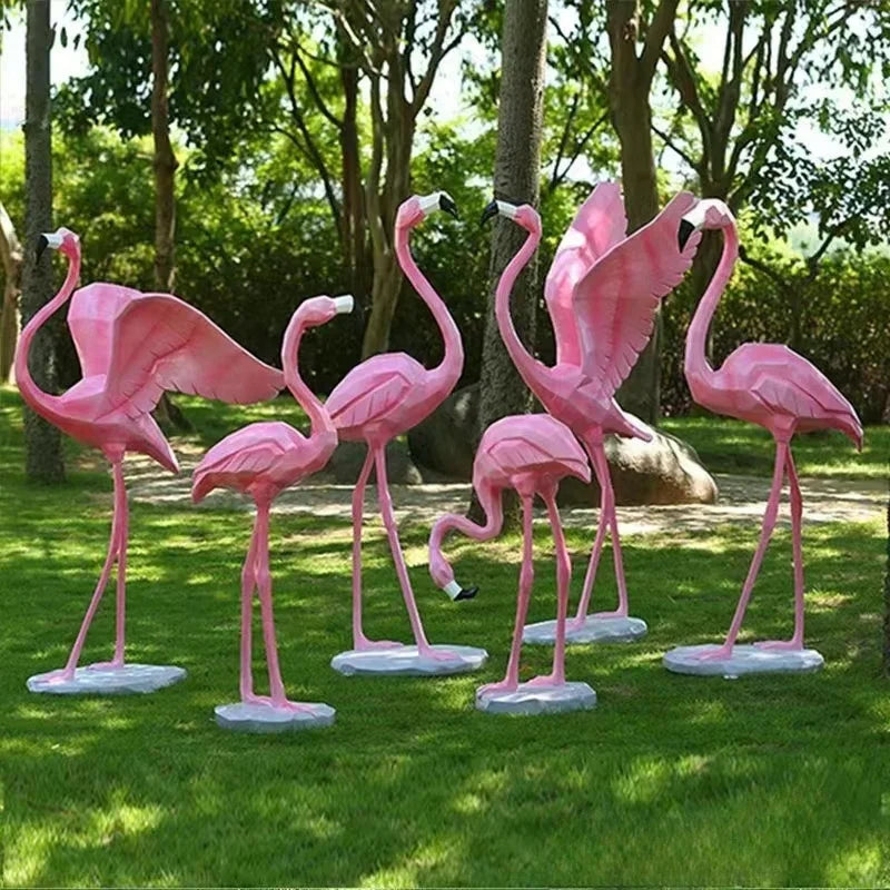 Outdoor Landscape Garden Resin Bronze Animal Modern Courtyard Pool Flamingo Statue Sculpture Customized Color for Art