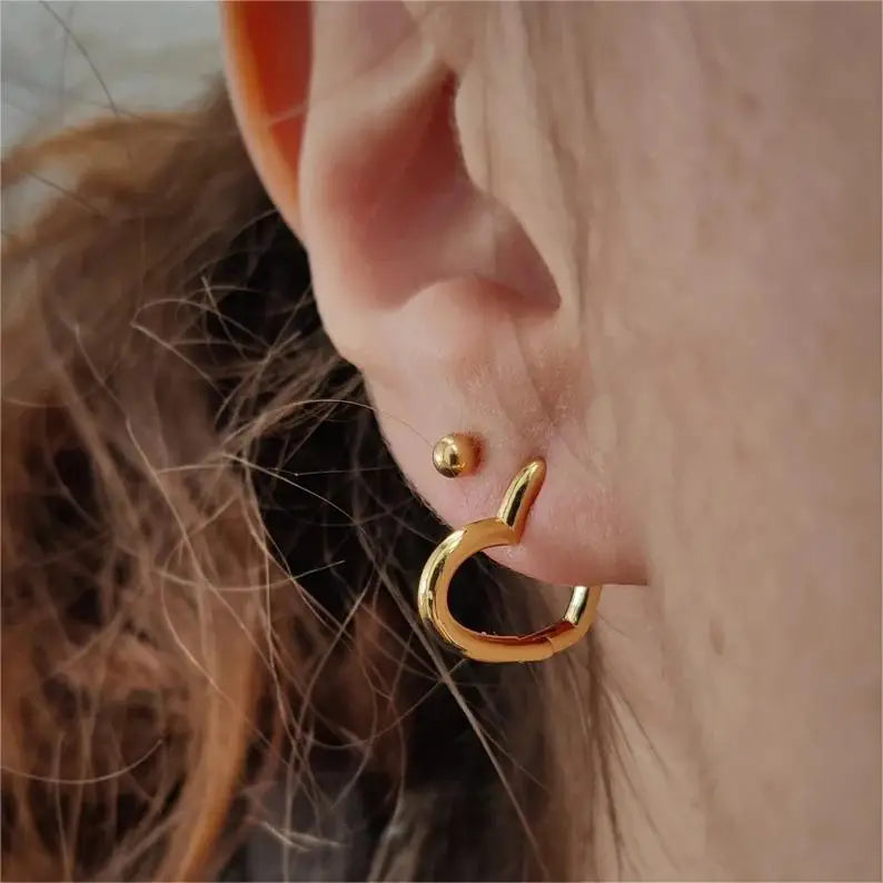 Women's Trendy Heart Shaped Earrings Classic 18K Gold Plating Stainless Steel Waterproof Hot Selling Fashion Jewelry Collection