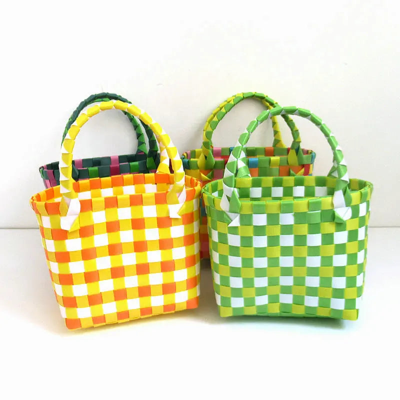 Kids Mini Portable PP Plastic Waterproof Eco-Friendly Storage Box Colorful Folding Handbag Cup Wallet Candy Bag Toy Basket