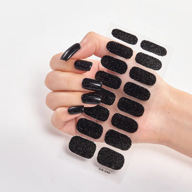 Nails Glitter Series Powder Full Beauty Nail Stickers Solid Color Decals Plain Stickers Women Salon Nail Strips