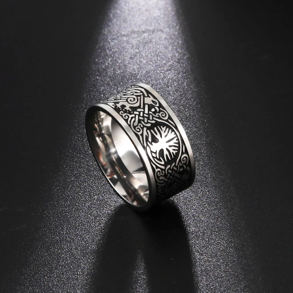 Wholesale Celtics Knots Tree of Life Women Men Rings Stainless Steel Vintage Viking Rings Jewelry Gifts for Boyfriends